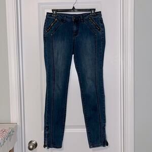 Cache Zipper Ankle Skinny Jeans
